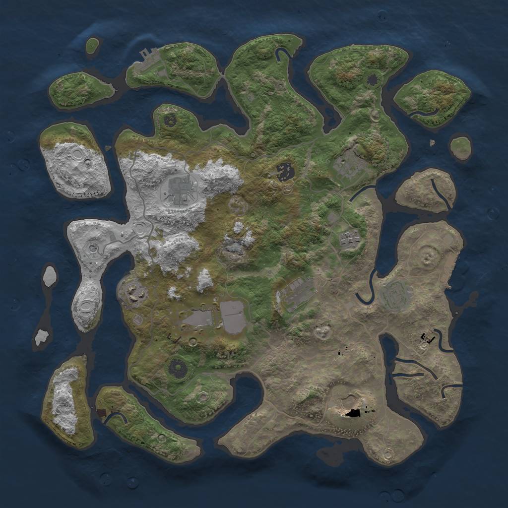 Rust Map: Procedural Map, Size: 4000, Seed: 418034635, 20 Monuments