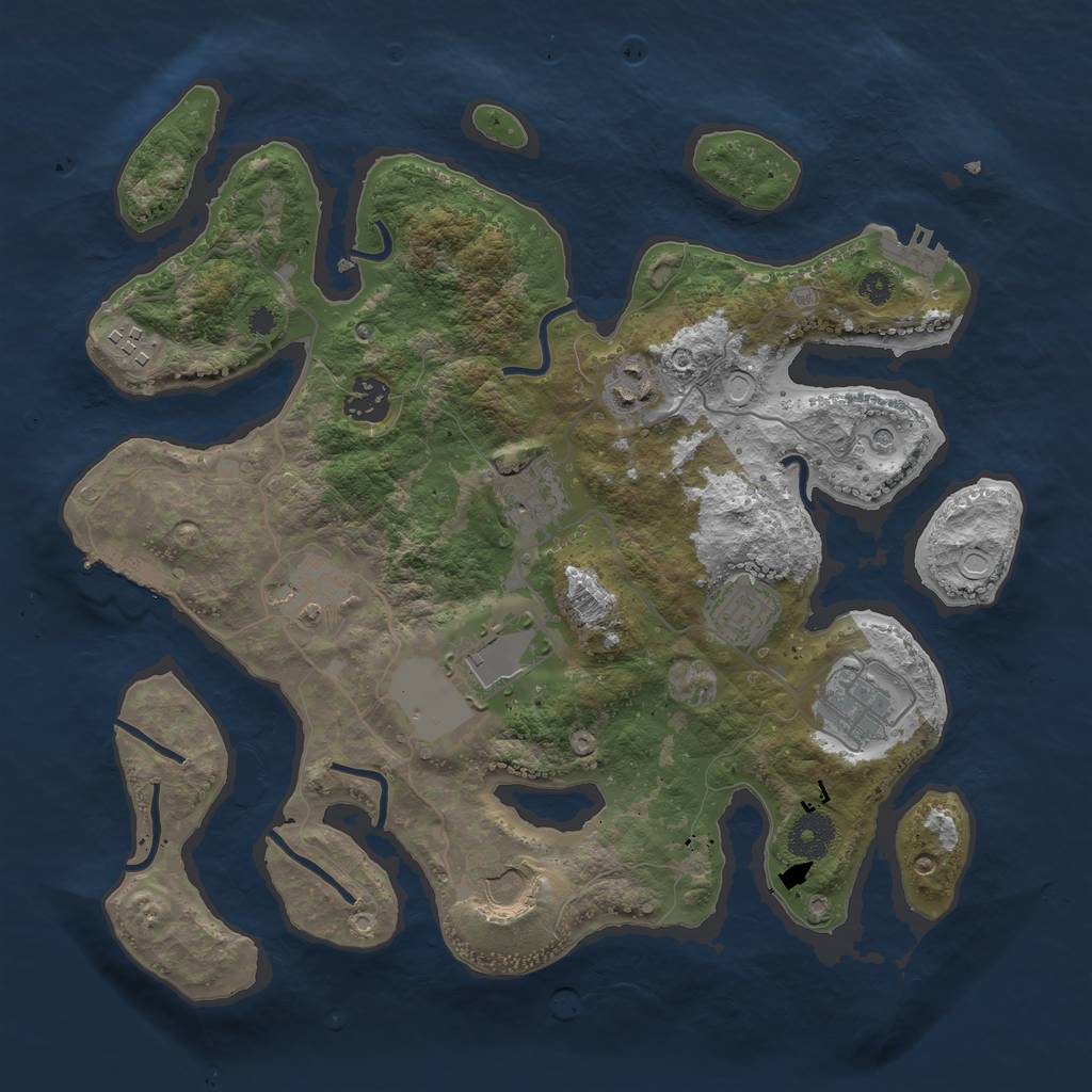 Rust Map: Procedural Map, Size: 3500, Seed: 822679225, 20 Monuments