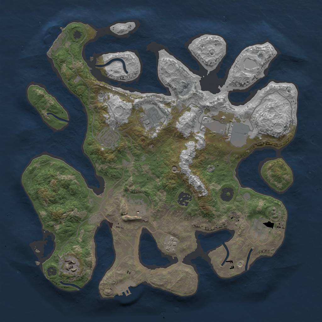 Rust Map: Procedural Map, Size: 3500, Seed: 499994838, 19 Monuments