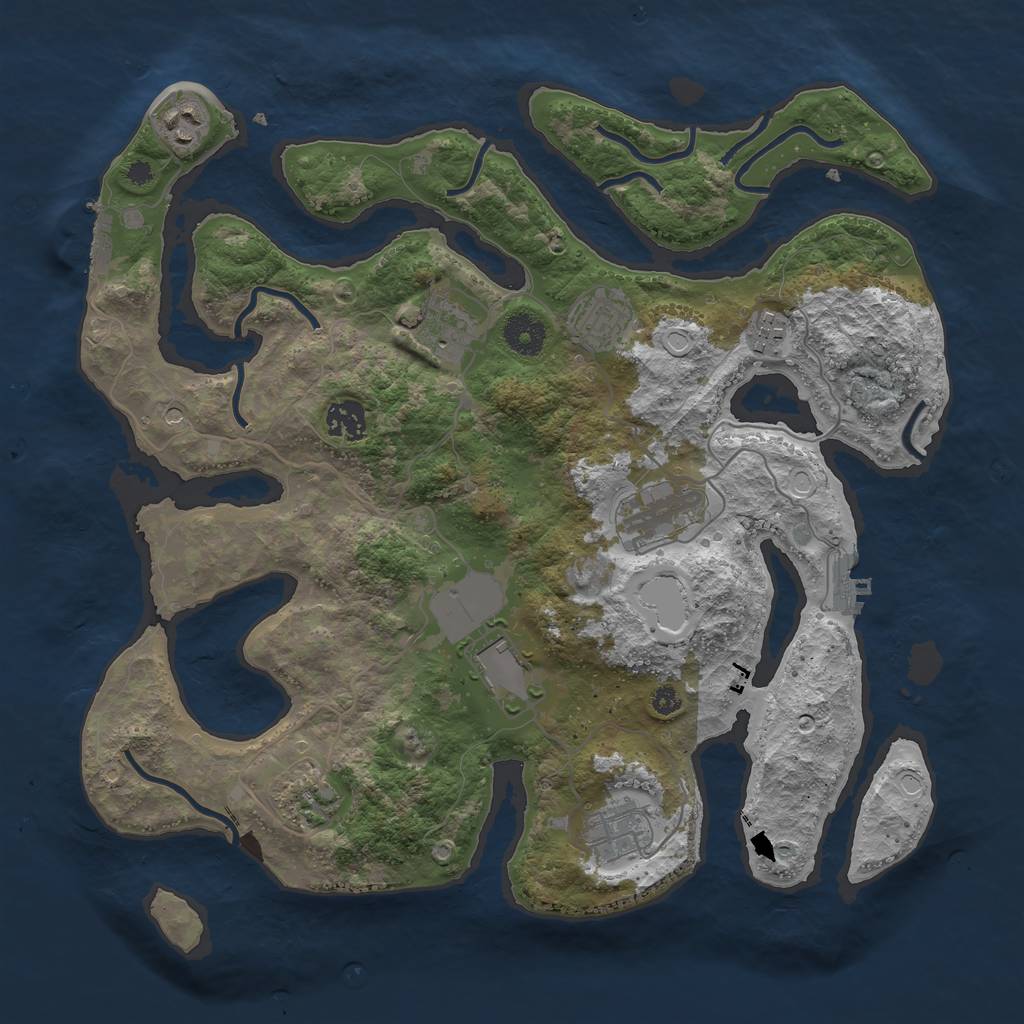 Rust Map: Procedural Map, Size: 3700, Seed: 1973638102, 20 Monuments