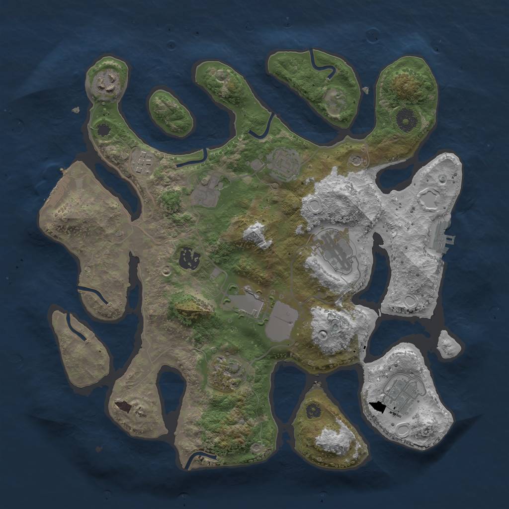 Rust Map: Procedural Map, Size: 3500, Seed: 176076003, 20 Monuments