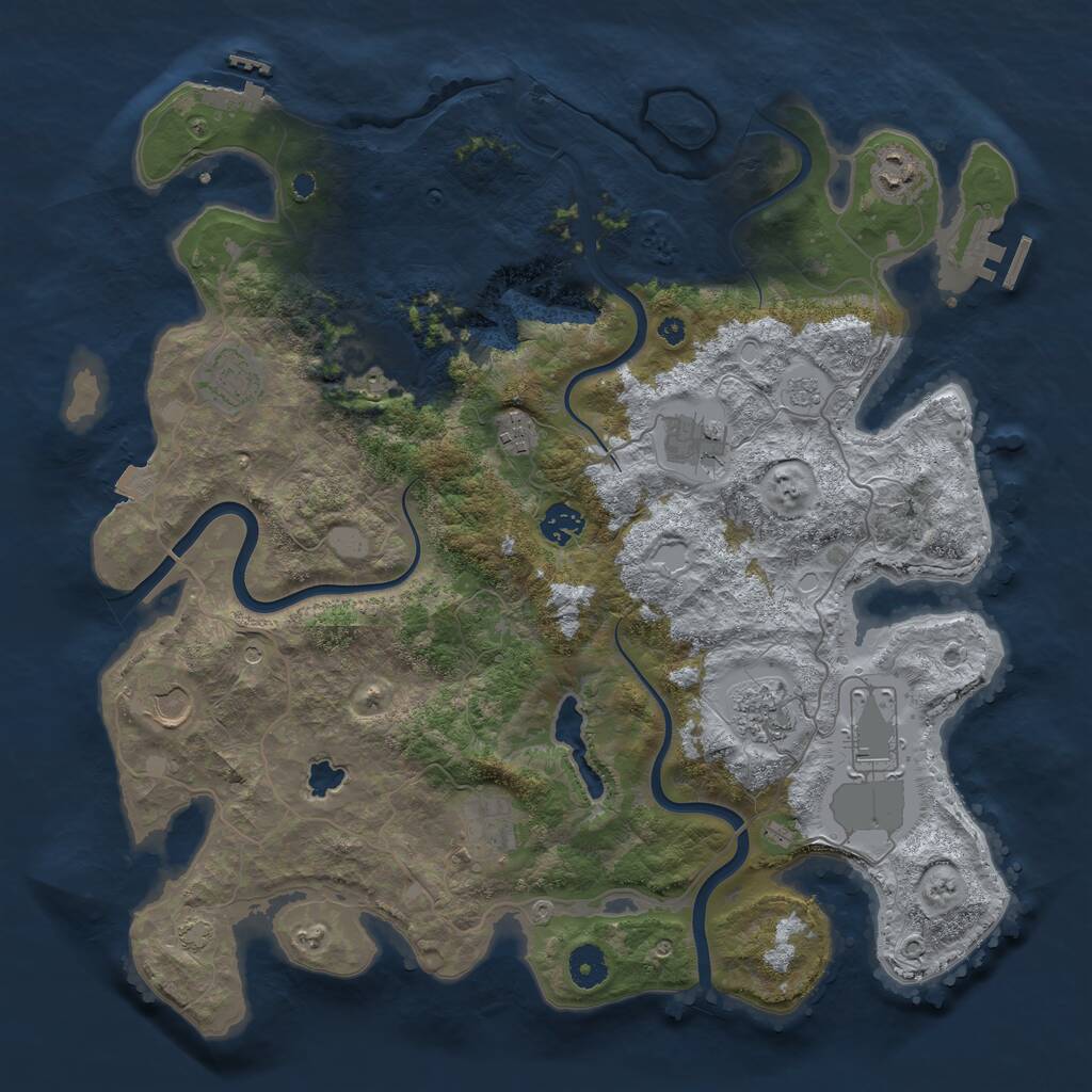 Rust Map: Procedural Map, Size: 4000, Seed: 210808, 16 Monuments