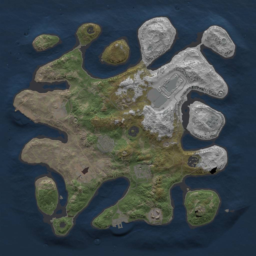 Rust Map: Procedural Map, Size: 3500, Seed: 1845269779, 20 Monuments