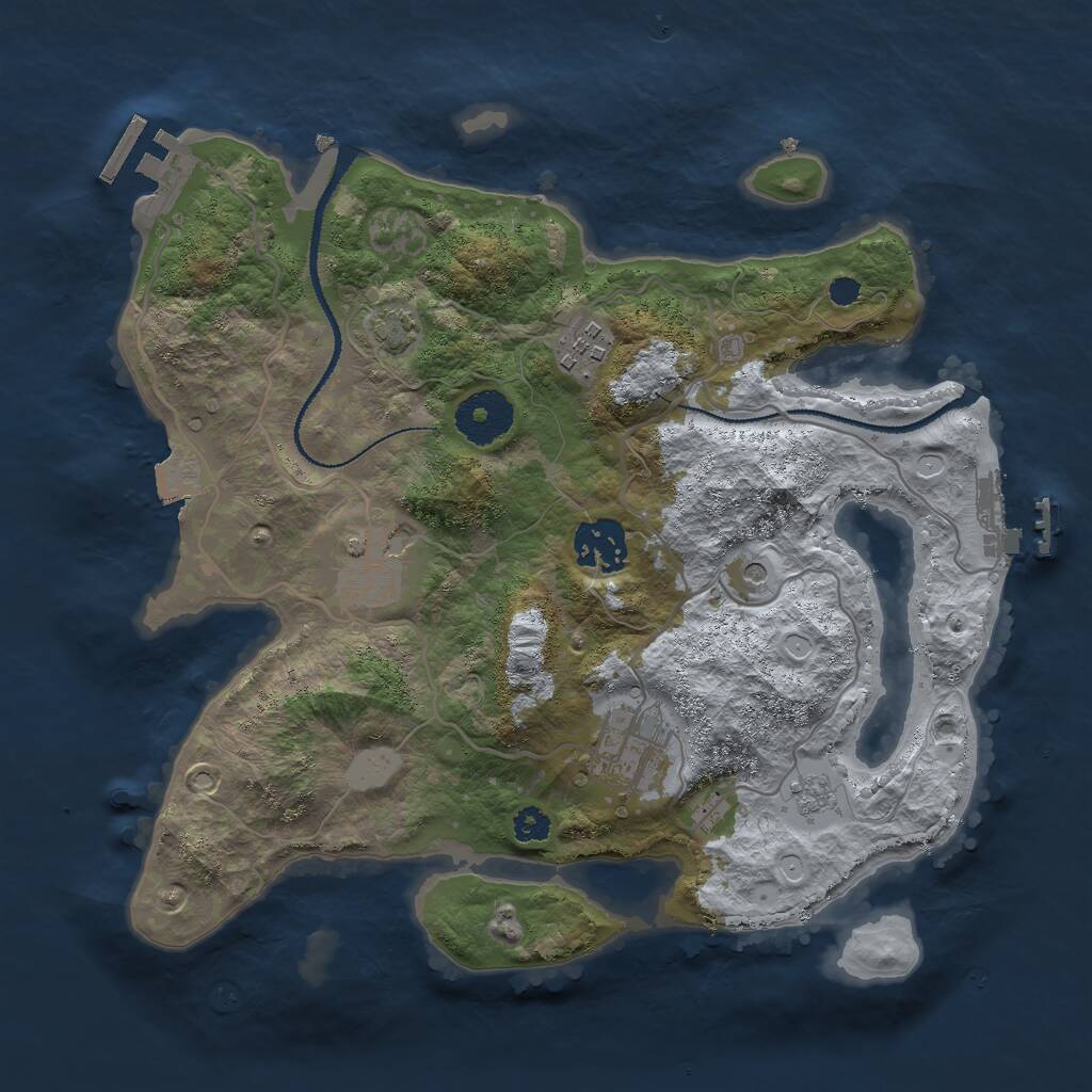 Rust Map: Procedural Map, Size: 3000, Seed: 1894654654, 10 Monuments