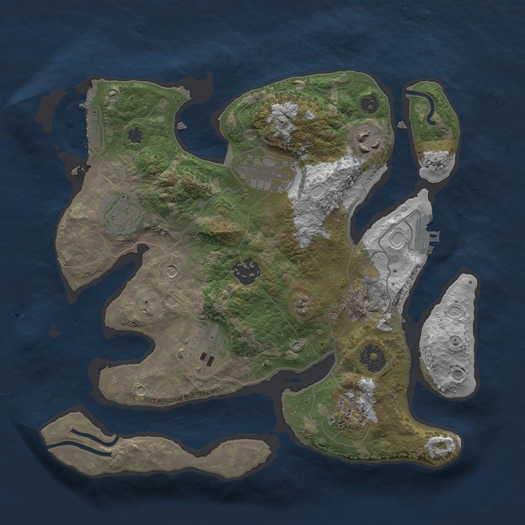 Rust Map: Procedural Map, Size: 3000, Seed: 1689494061, 17 Monuments