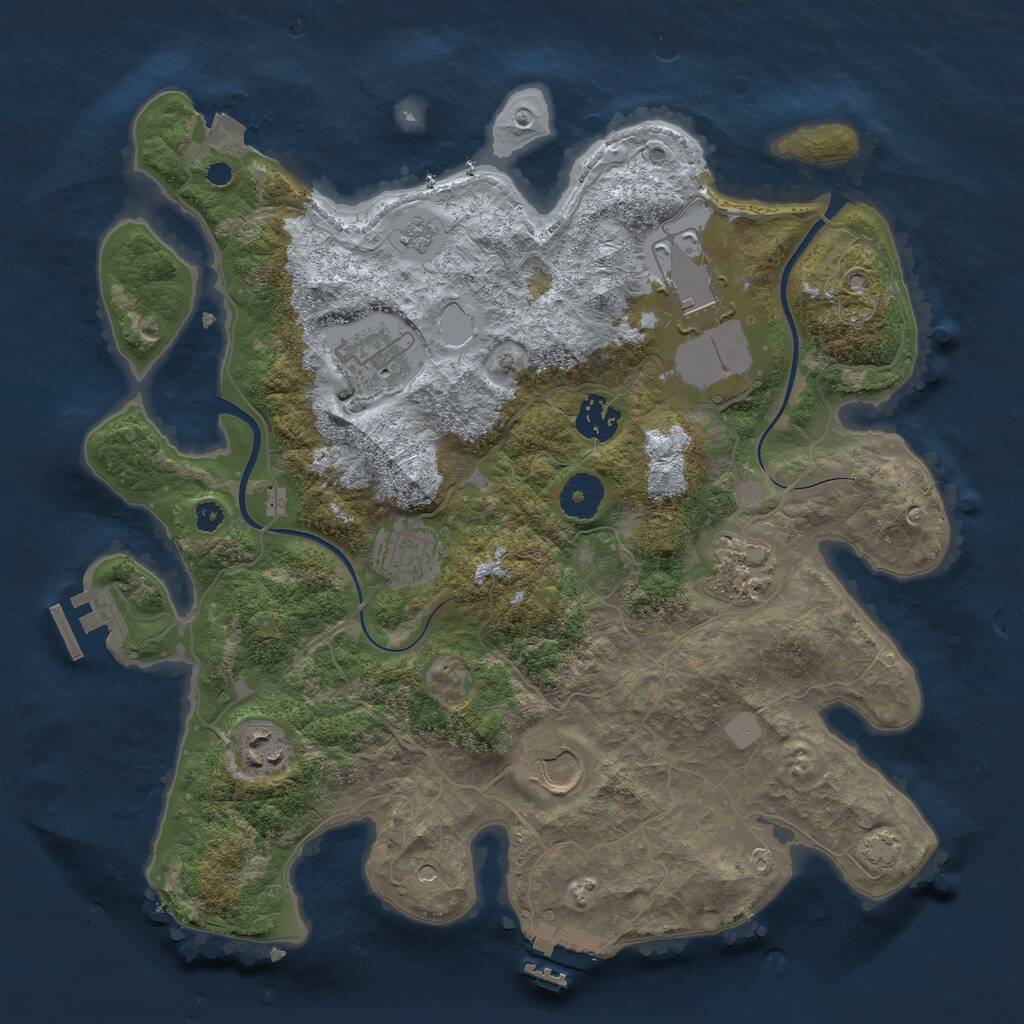 Rust Map: Procedural Map, Size: 3500, Seed: 65327, 13 Monuments