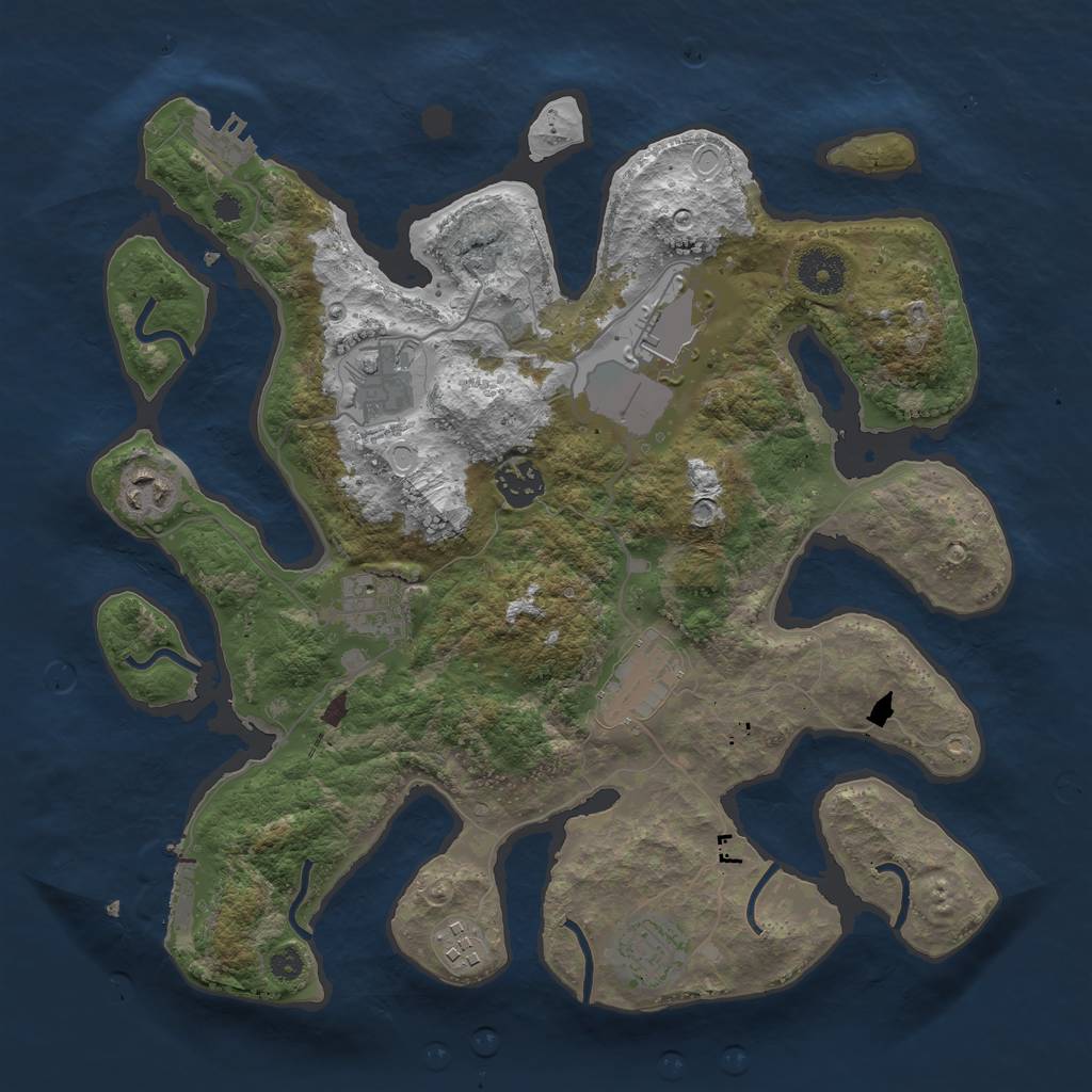 Rust Map: Procedural Map, Size: 3500, Seed: 65327, 18 Monuments