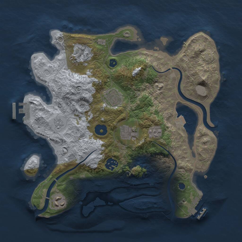 Rust Map: Procedural Map, Size: 3000, Seed: 245552845, 12 Monuments