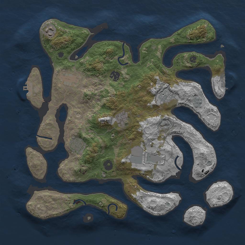 Rust Map: Procedural Map, Size: 3700, Seed: 967453293, 19 Monuments