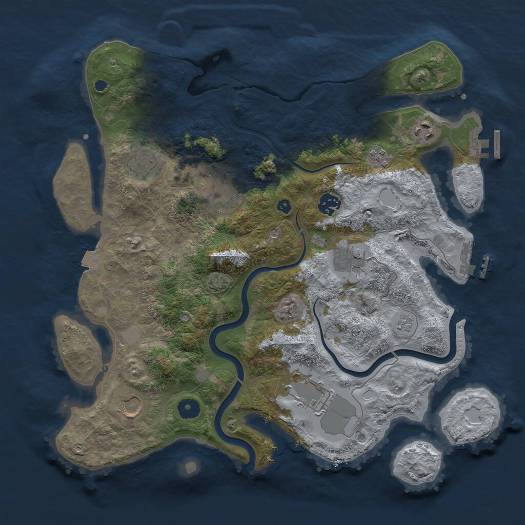 Rust Map: Procedural Map, Size: 3700, Seed: 967453293, 14 Monuments