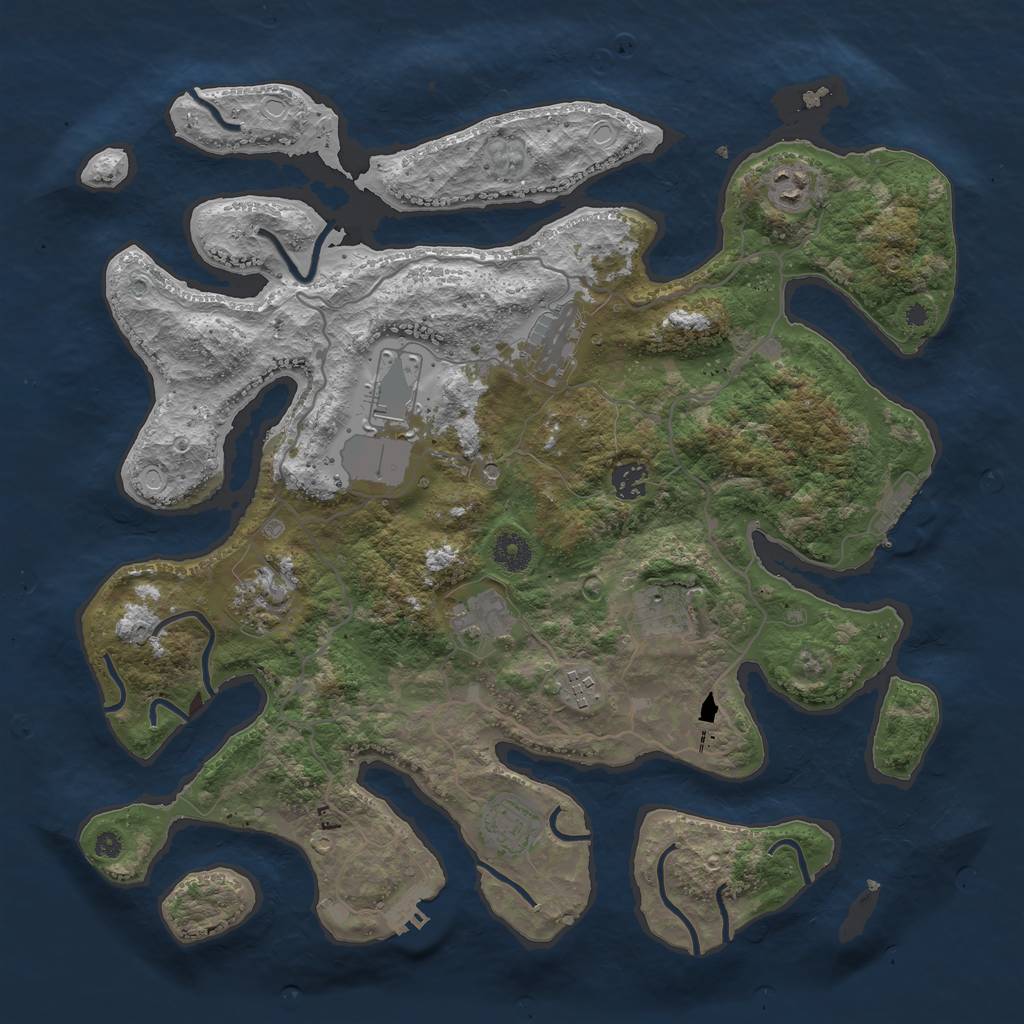 Rust Map: Procedural Map, Size: 4000, Seed: 674523, 20 Monuments