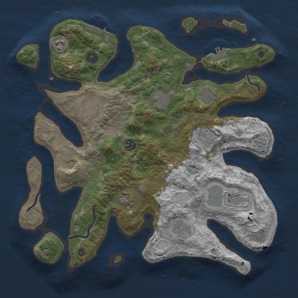 Rust Map: Procedural Map, Size: 3850, Seed: 265018567, 22 Monuments