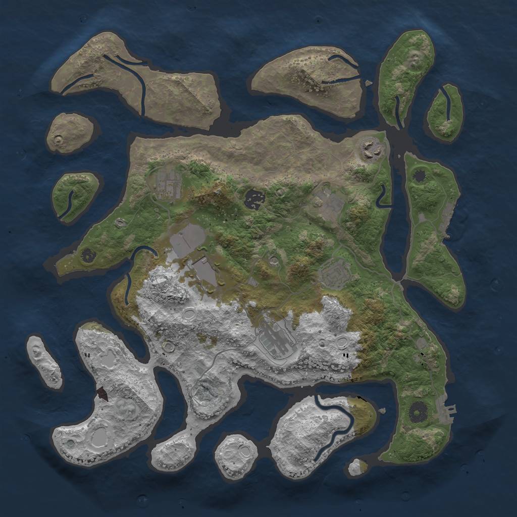 Rust Map: Procedural Map, Size: 3800, Seed: 204480120, 18 Monuments