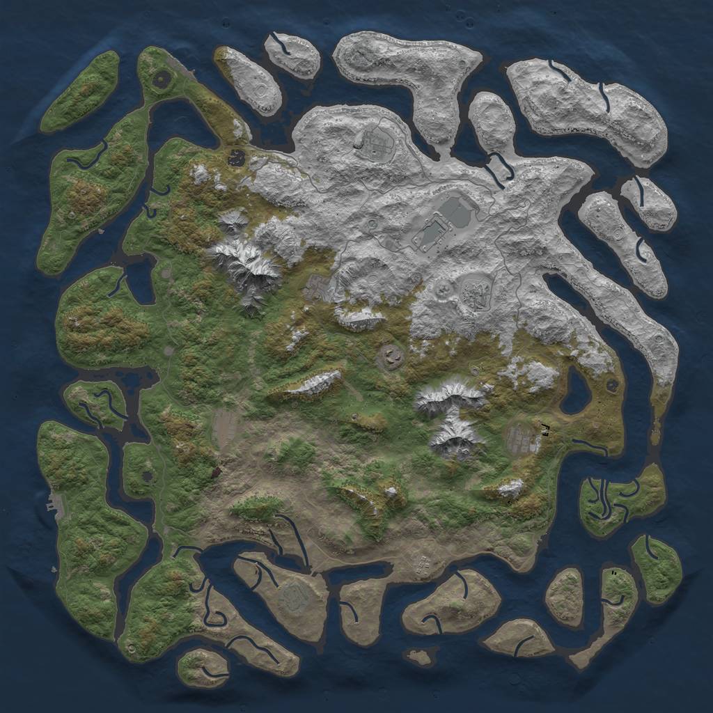 Rust Map: Procedural Map, Size: 6000, Seed: 3333, 21 Monuments