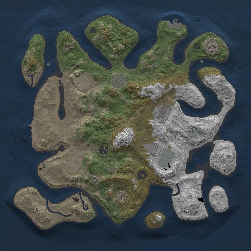 Rust Map: Procedural Map, Size: 3700, Seed: 395078451, 20 Monuments