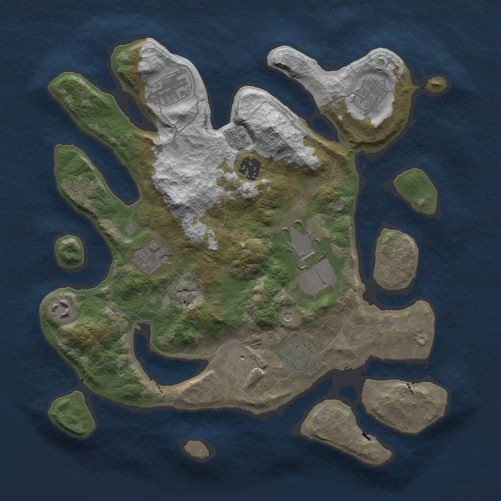 Rust Map: Barren, Size: 3500, Seed: 141384, 12 Monuments