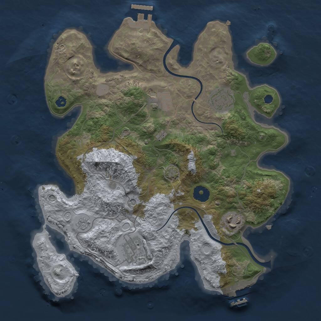 Rust Map: Procedural Map, Size: 3000, Seed: 83379102, 10 Monuments