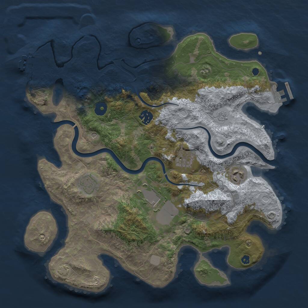 Rust Map: Procedural Map, Size: 3500, Seed: 109874201, 11 Monuments