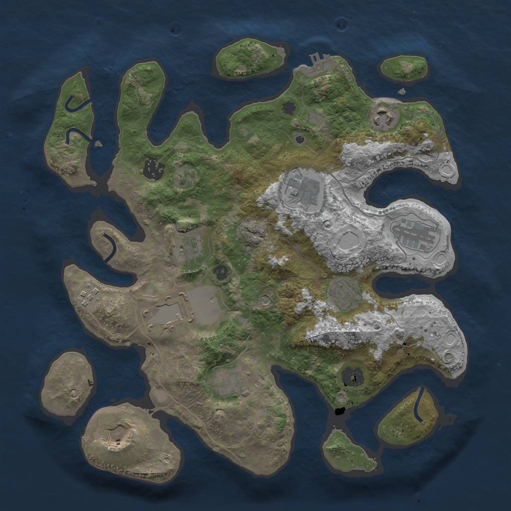 Rust Map: Procedural Map, Size: 3500, Seed: 109874201, 20 Monuments