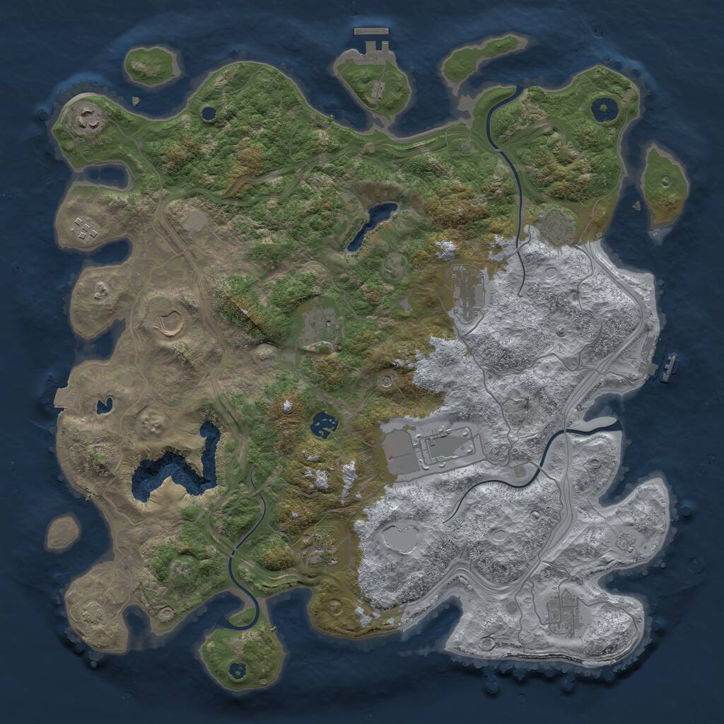 Rust Map: Procedural Map, Size: 4250, Seed: 1915442733, 16 Monuments