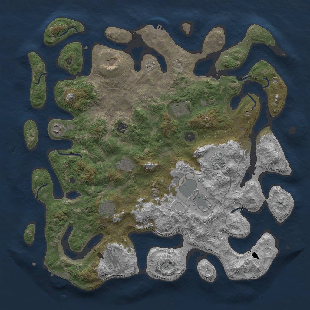 Rust Map: Procedural Map, Size: 4500, Seed: 754670314, 21 Monuments