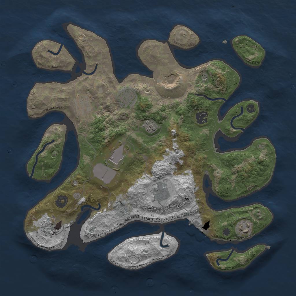 Rust Map: Procedural Map, Size: 3500, Seed: 24542, 19 Monuments