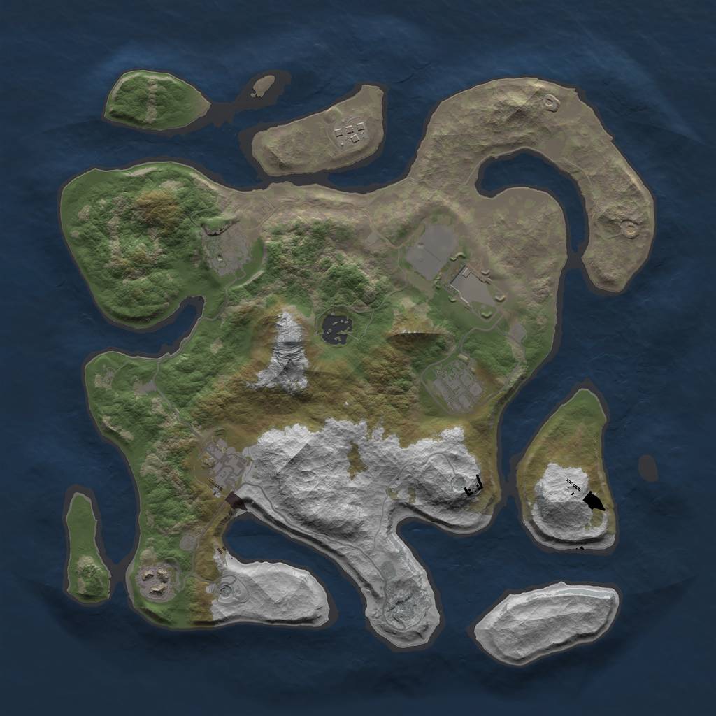 Rust Map: Barren, Size: 3500, Seed: 988799647, 10 Monuments