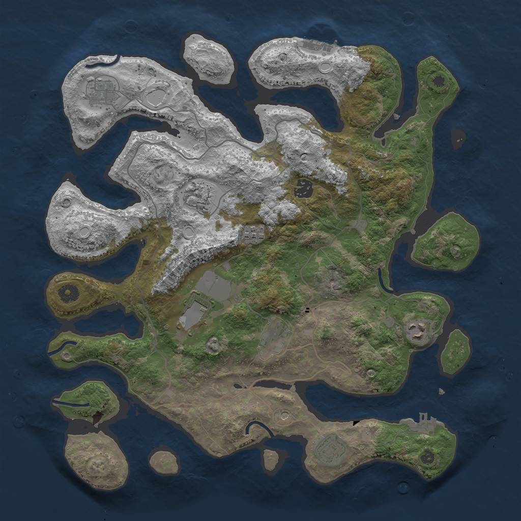 Rust Map: Procedural Map, Size: 4000, Seed: 56843, 19 Monuments