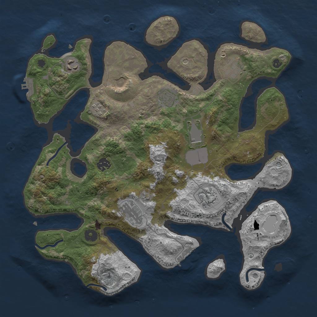 Rust Map: Procedural Map, Size: 3700, Seed: 1776848111, 20 Monuments
