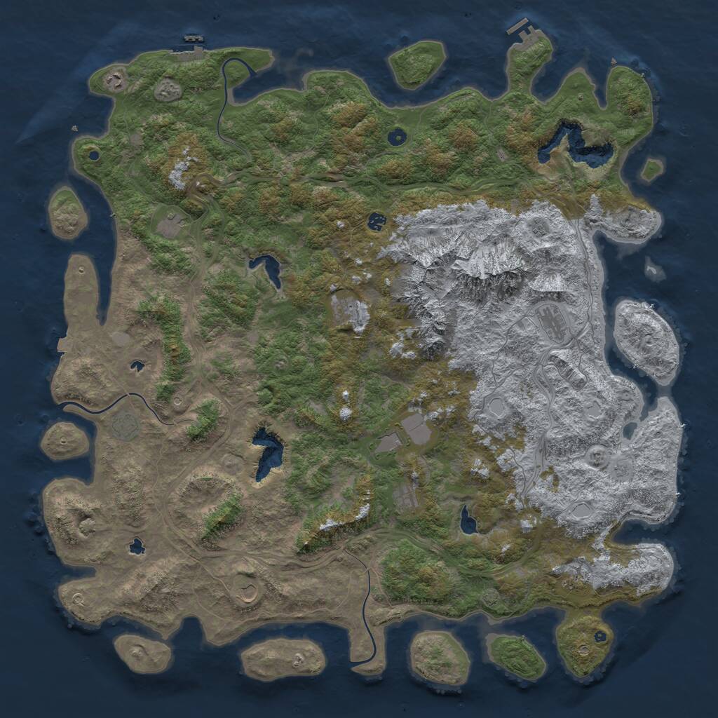 Rust Map: Procedural Map, Size: 6000, Seed: 65589, 17 Monuments