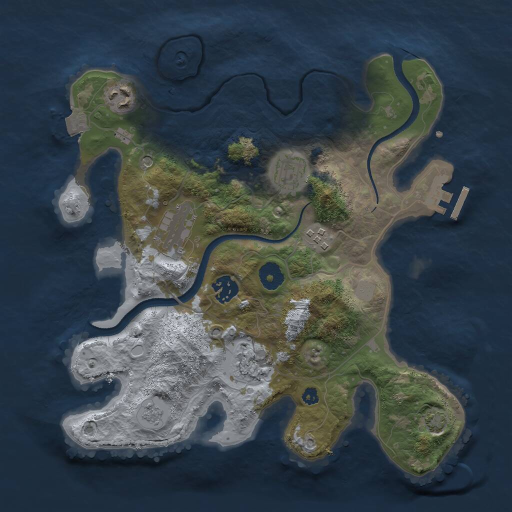 Rust Map: Procedural Map, Size: 3000, Seed: 801049293, 11 Monuments