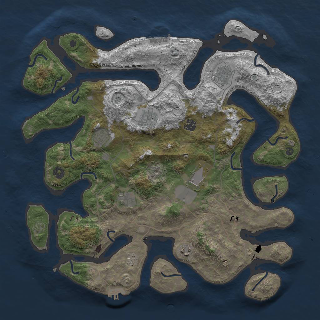 Rust Map: Procedural Map, Size: 4000, Seed: 75146133, 19 Monuments
