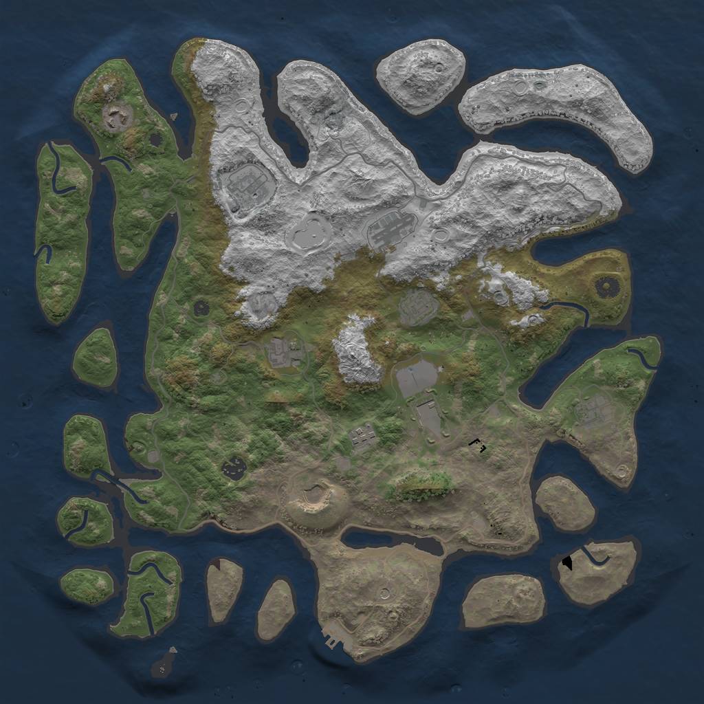 Rust Map: Procedural Map, Size: 4500, Seed: 1348587710, 20 Monuments