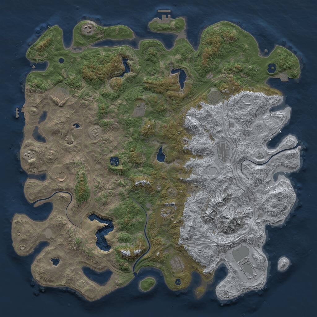 Rust Map: Procedural Map, Size: 5000, Seed: 523653, 17 Monuments