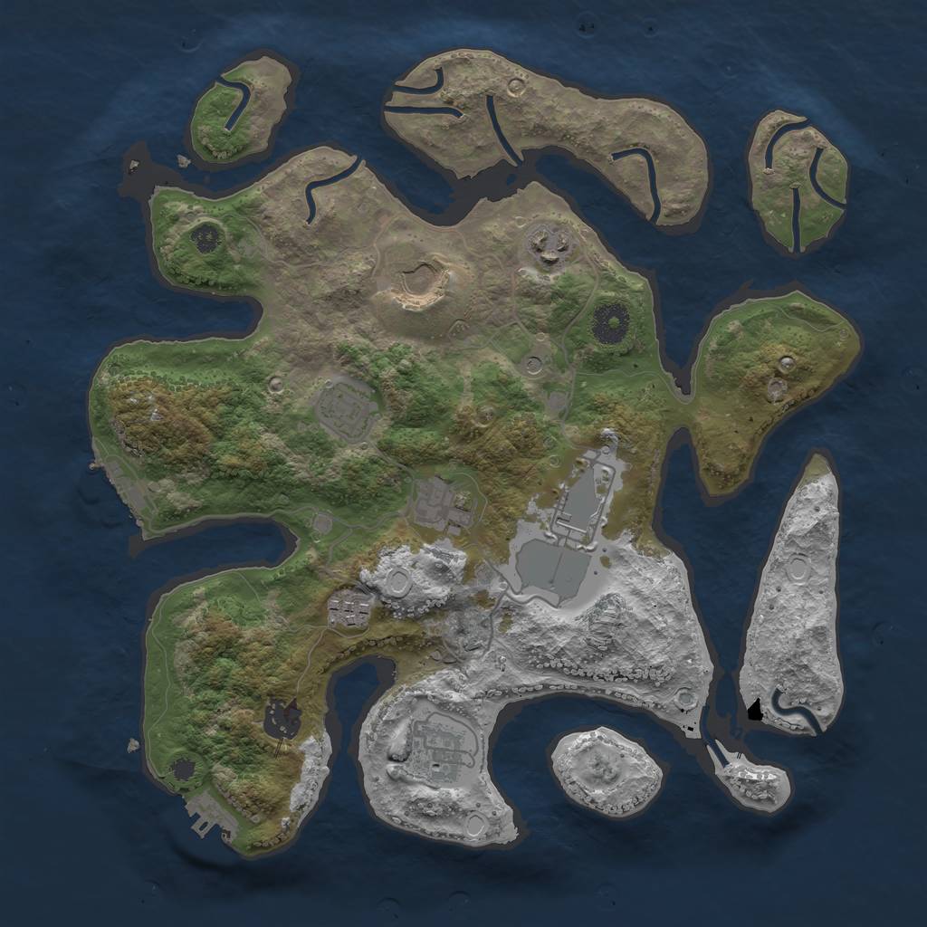 Rust Map: Procedural Map, Size: 3500, Seed: 1352980257, 19 Monuments