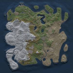 Thumbnail Rust Map: Procedural Map, Size: 4000, Seed: 189864684, 14 Monuments