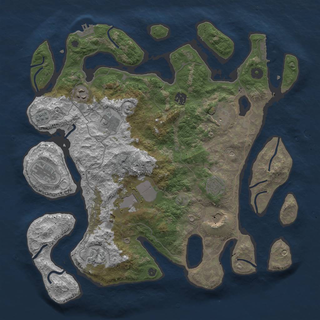 Rust Map: Procedural Map, Size: 4000, Seed: 189864684, 21 Monuments