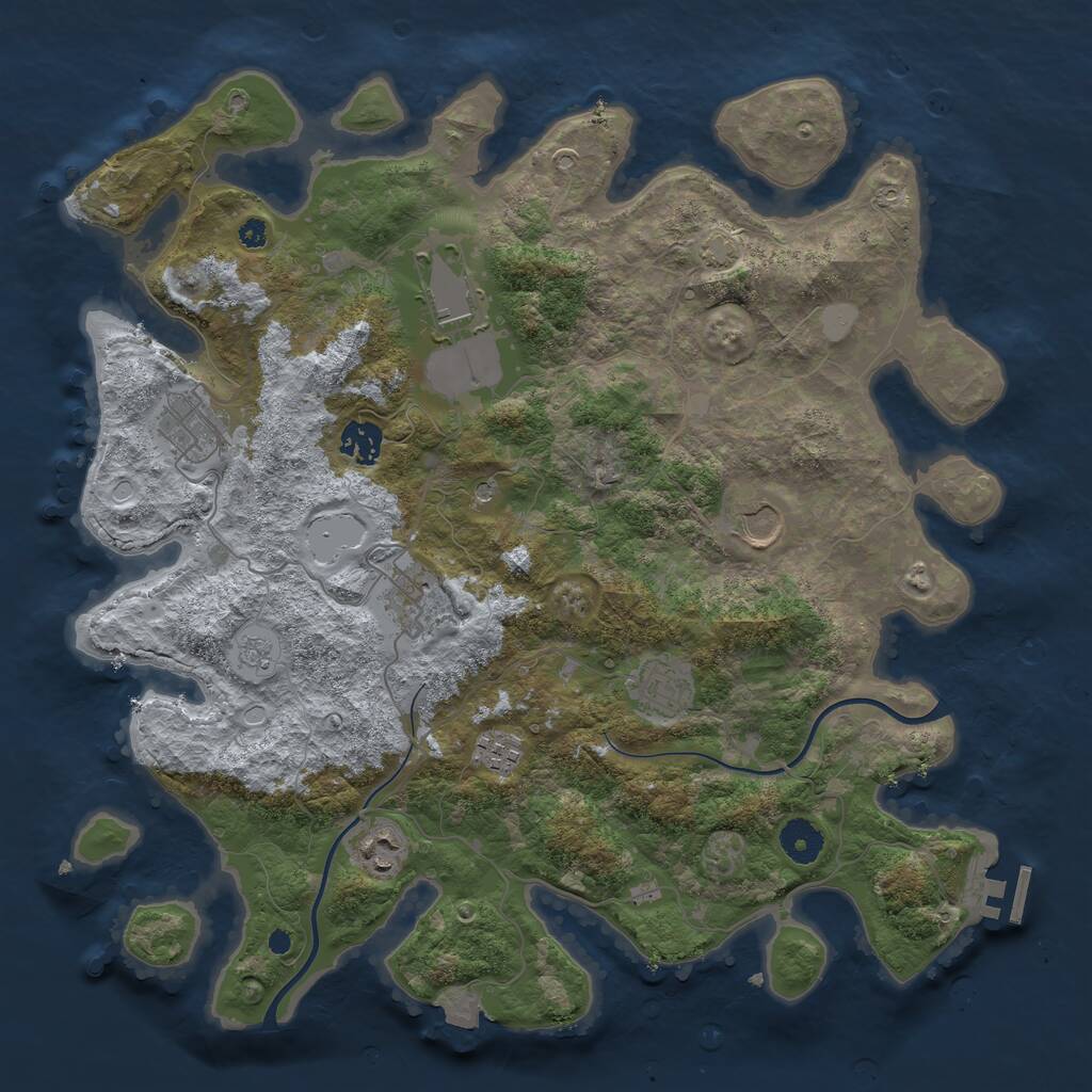 Rust Map: Procedural Map, Size: 3800, Seed: 584305534, 13 Monuments