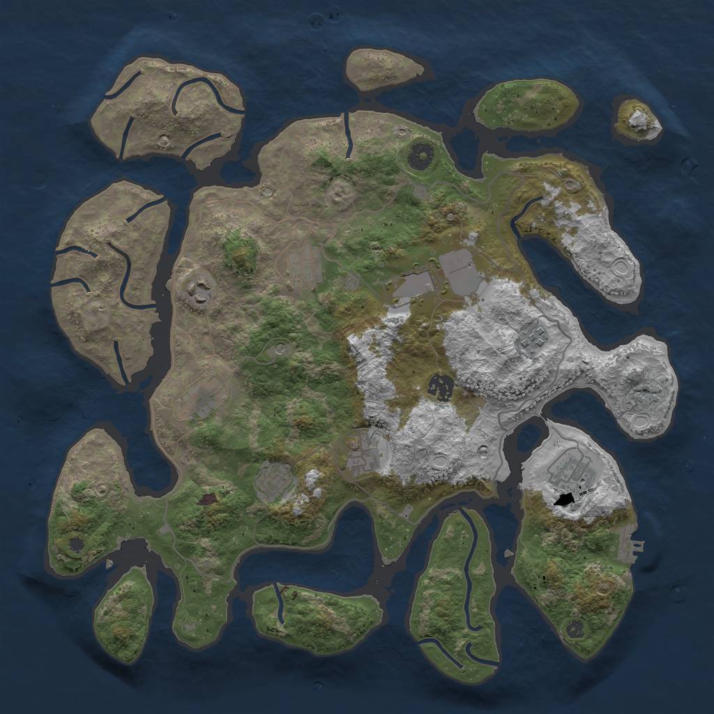 Rust Map: Procedural Map, Size: 4000, Seed: 1951449041, 19 Monuments