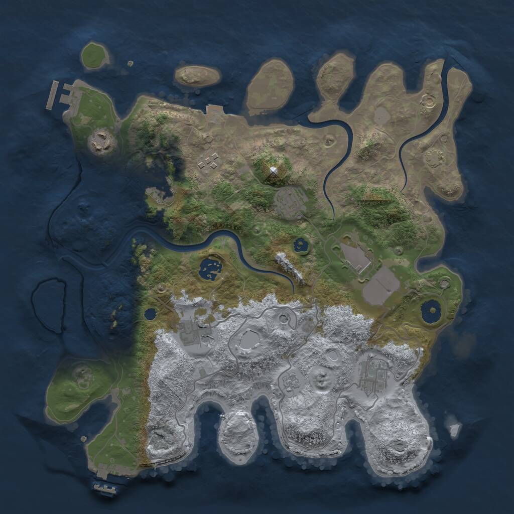 Rust Map: Procedural Map, Size: 3500, Seed: 648976, 14 Monuments