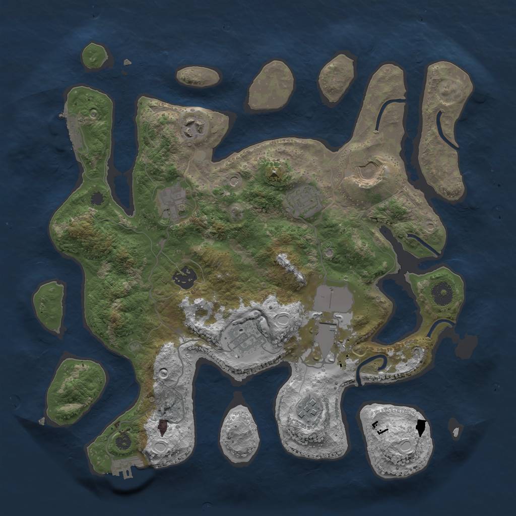 Rust Map: Procedural Map, Size: 3500, Seed: 648976, 19 Monuments