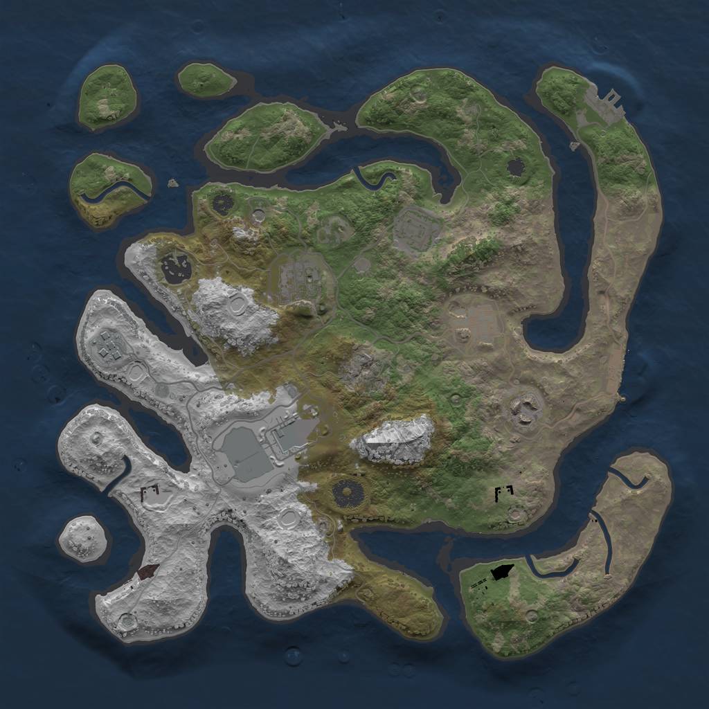 Rust Map: Procedural Map, Size: 3500, Seed: 2753253, 18 Monuments