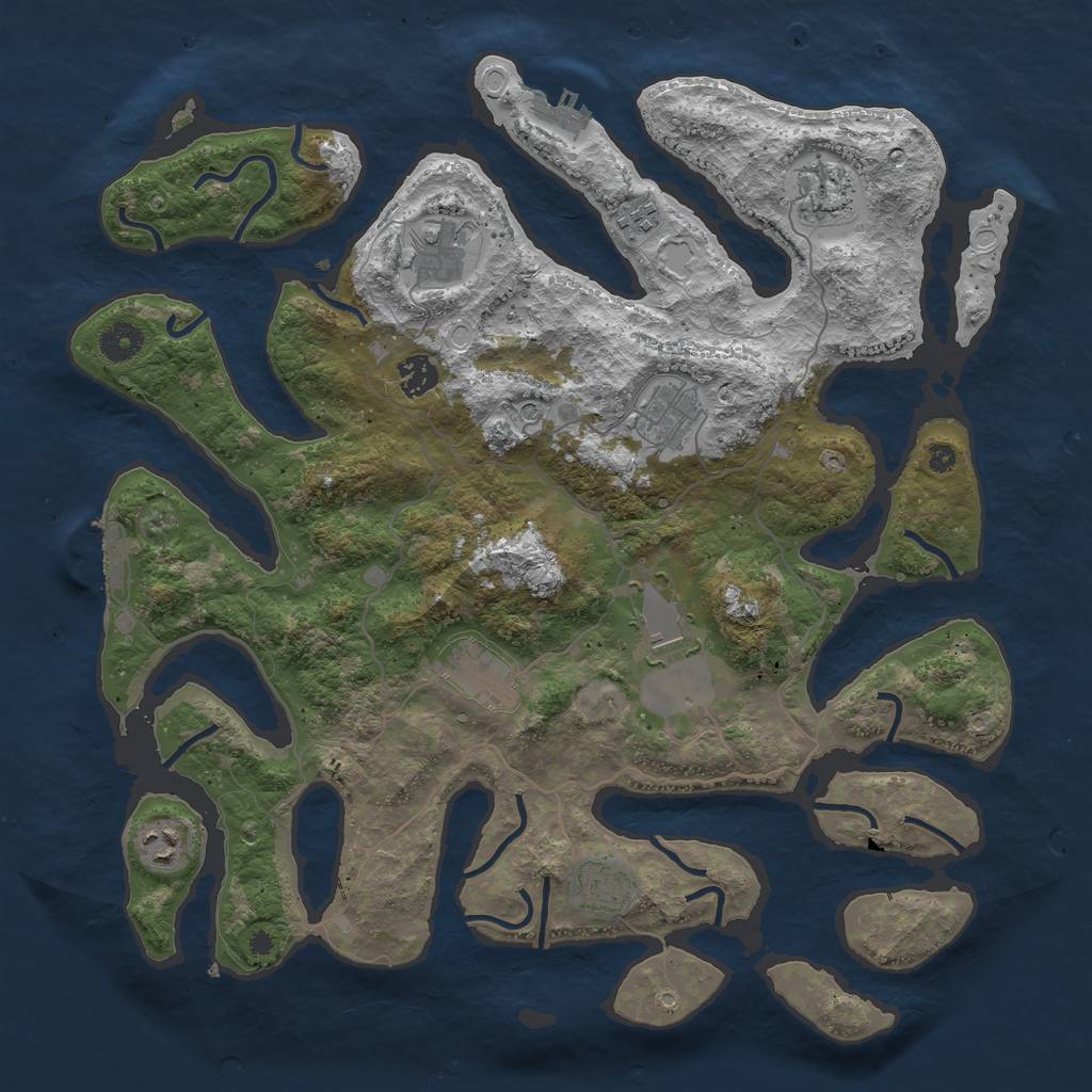 Rust Map: Procedural Map, Size: 4000, Seed: 1878558413, 20 Monuments