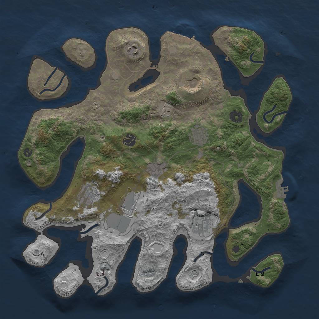 Rust Map: Procedural Map, Size: 3700, Seed: 1468815655, 20 Monuments