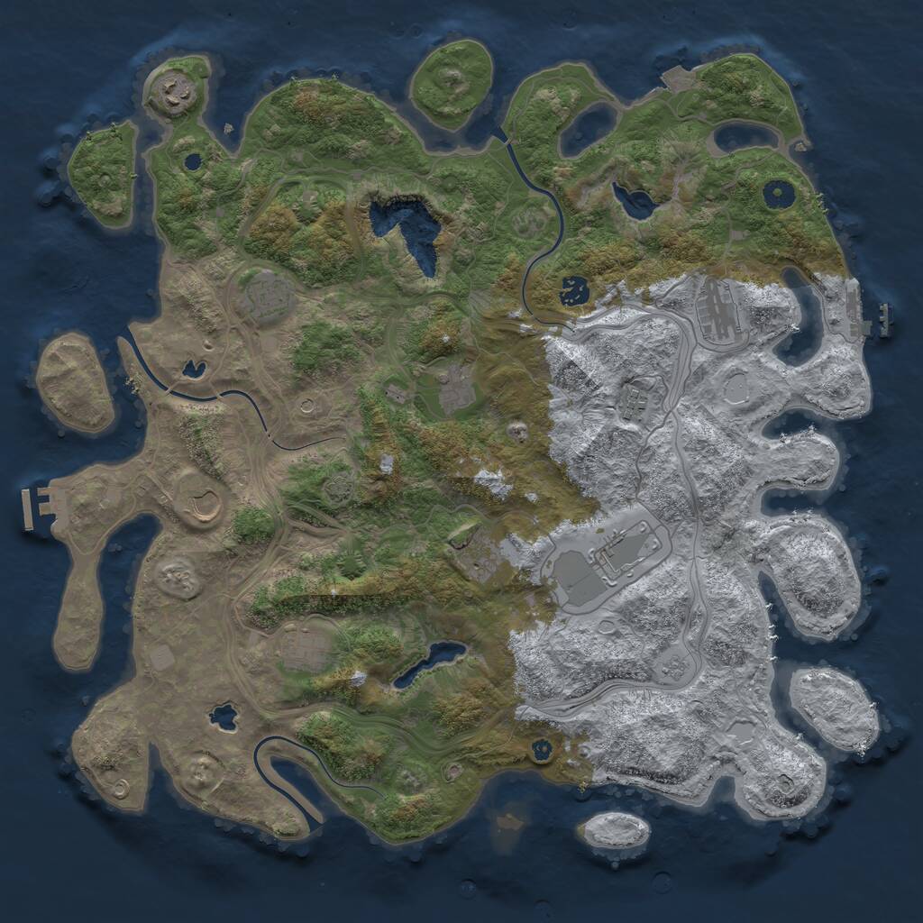 Rust Map: Procedural Map, Size: 4500, Seed: 3764691, 16 Monuments