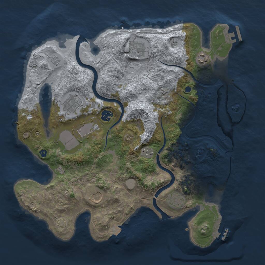 Rust Map: Procedural Map, Size: 3500, Seed: 2010, 14 Monuments
