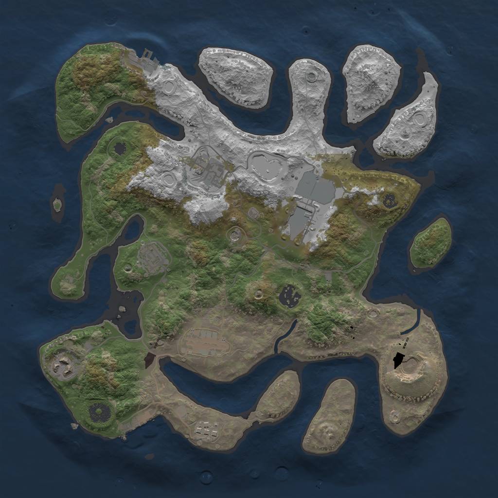 Rust Map: Procedural Map, Size: 3500, Seed: 894268, 19 Monuments