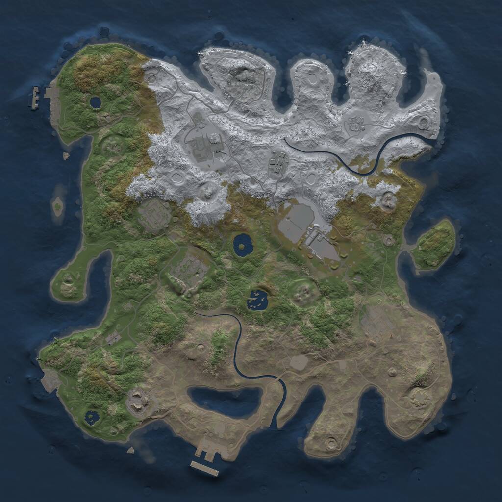 Rust Map: Procedural Map, Size: 3500, Seed: 894268, 14 Monuments