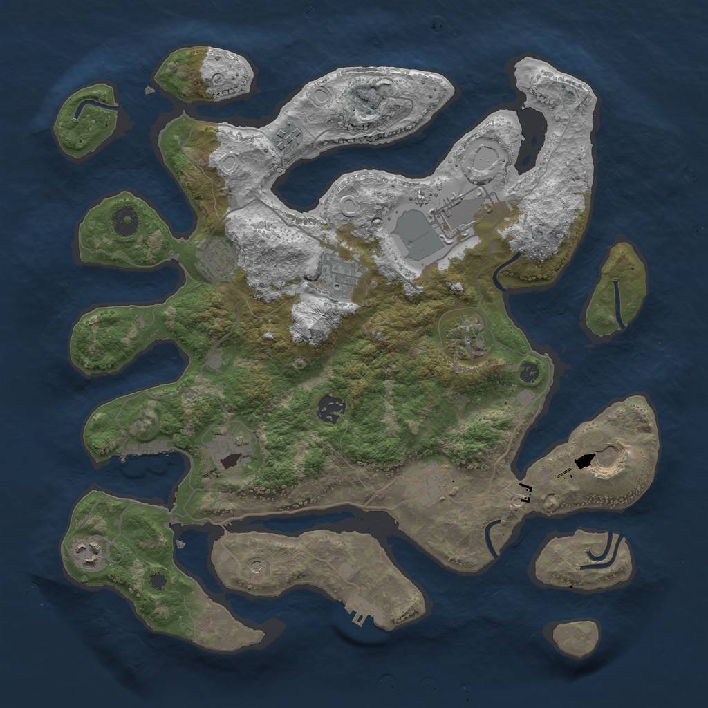 Rust Map: Procedural Map, Size: 3800, Seed: 1393487255, 21 Monuments