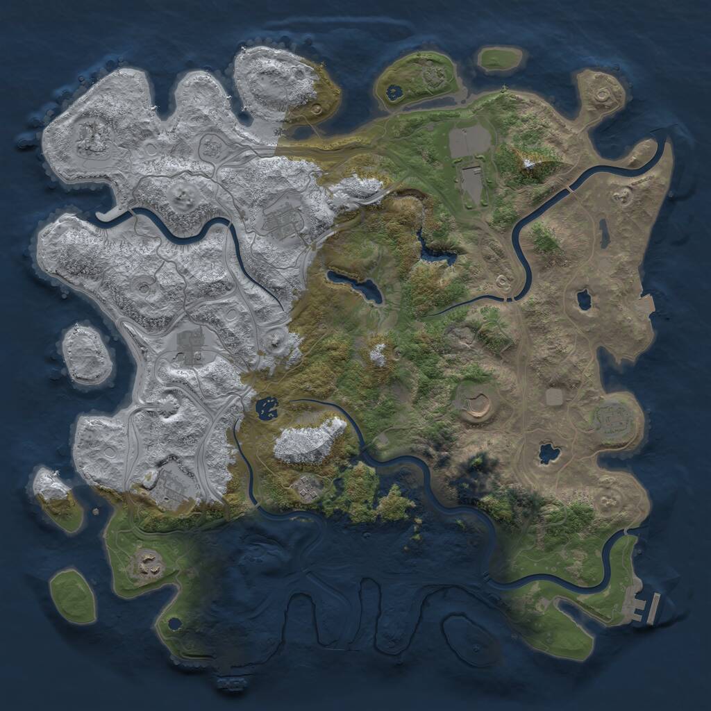 Rust Map: Procedural Map, Size: 4500, Seed: 2143658, 16 Monuments